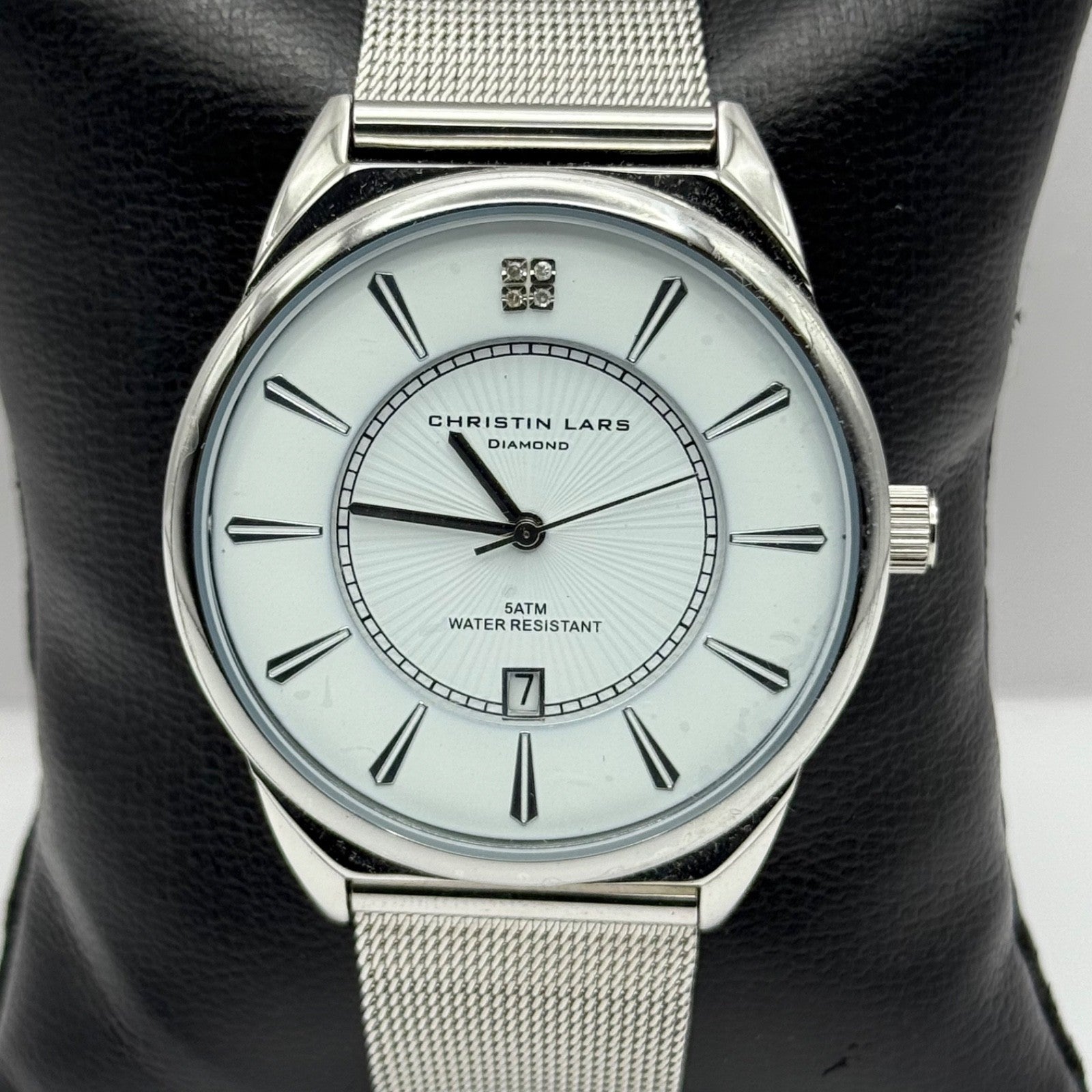 Christian Lars Diamond Watch Boxed 42mm Unisex Date Dial Steel Boxed 7 Inches