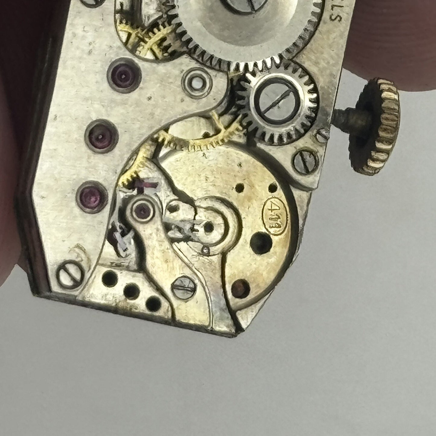 15.2mm Running Art Deco Cal 411 Tank Watch Movement Dial Hands Restoration