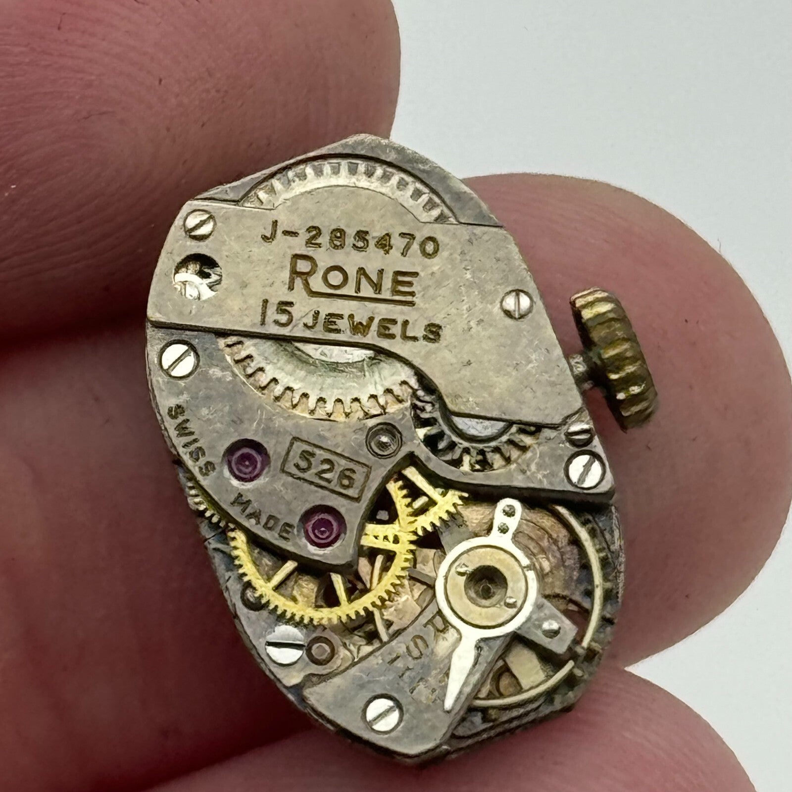 12.7mm FHF 190 Rone J-285470 Manual Wind 15 Jewels Swiss Watch Movement PARTS