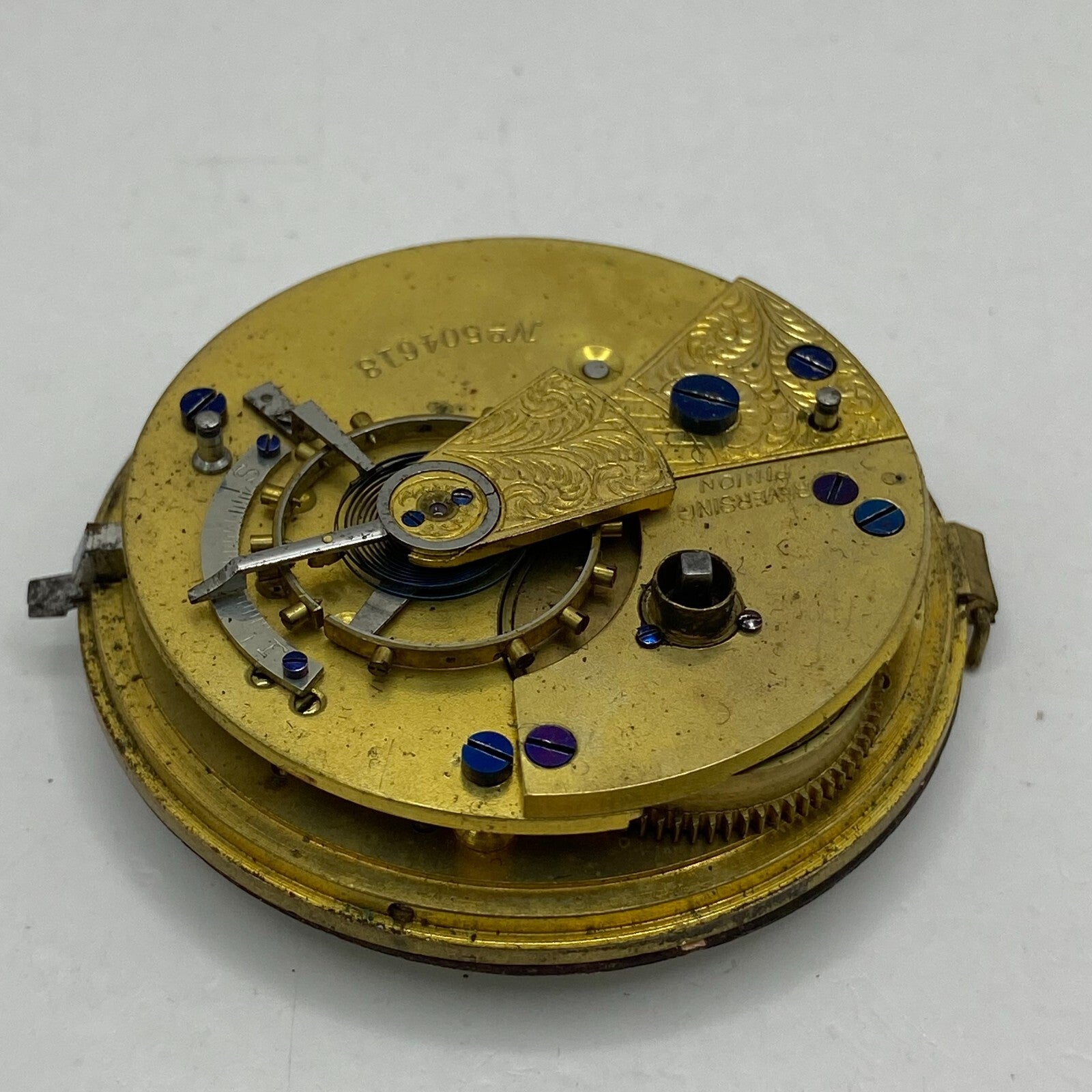 46.3mm Antique Key Wound Balance Ok Pocket Watch Movement PARTS REPAIR SPARES