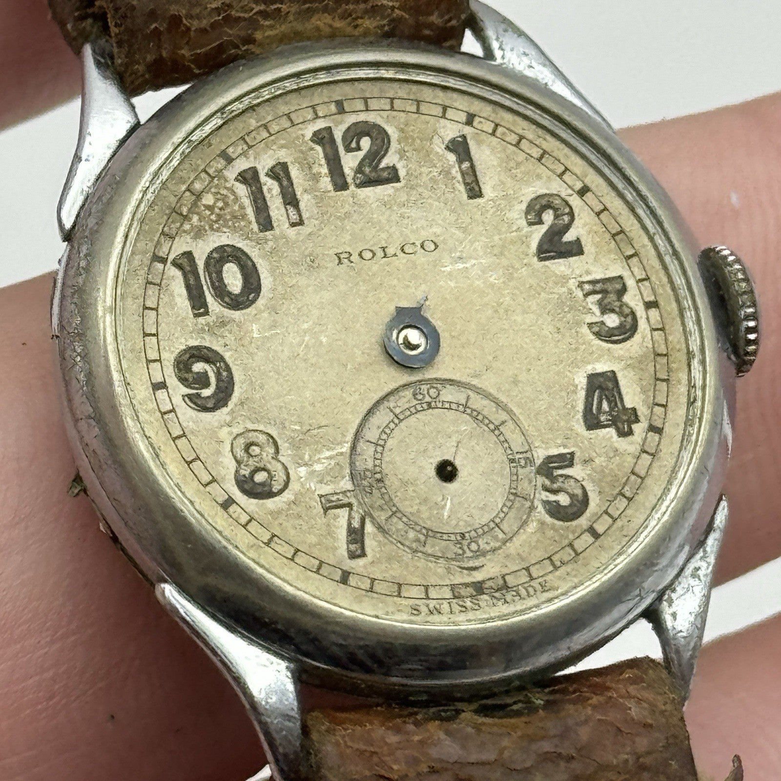 26mm Running ROLEX Snowite Rolco Vintage Military Style Watch 15 Rubies RESTORE