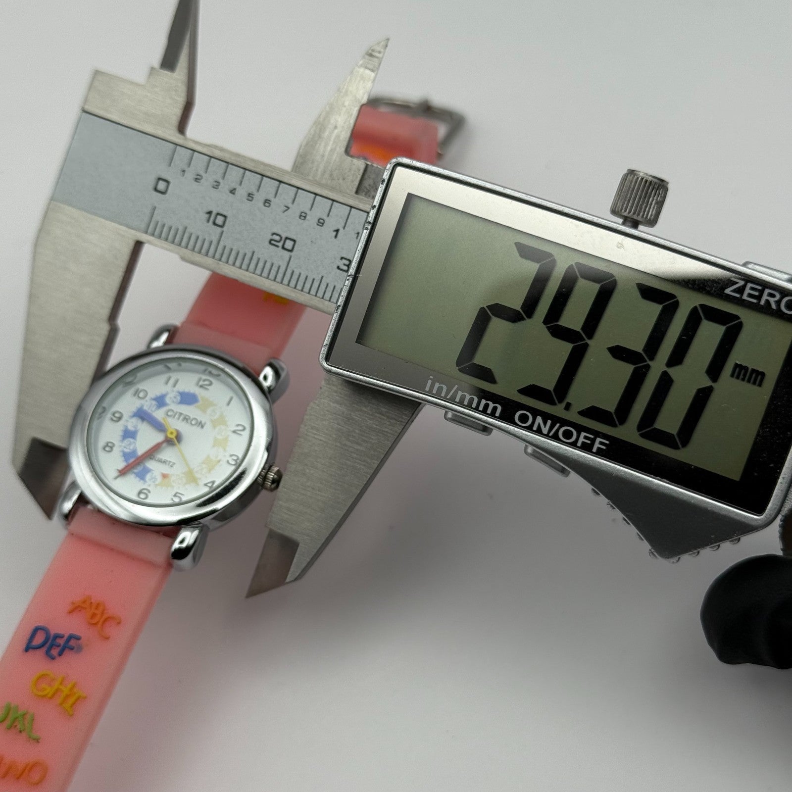 Citron Kids Quartz Watch ABC Alphabet Design Pink Strap Working 27mm New Battery