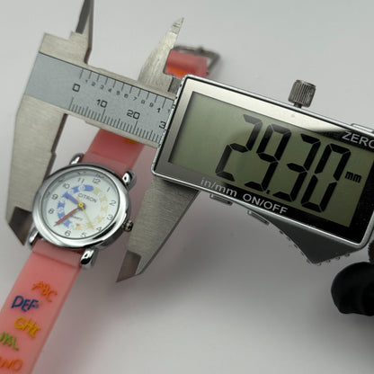 Citron Kids Quartz Watch ABC Alphabet Design Pink Strap Working 27mm New Battery