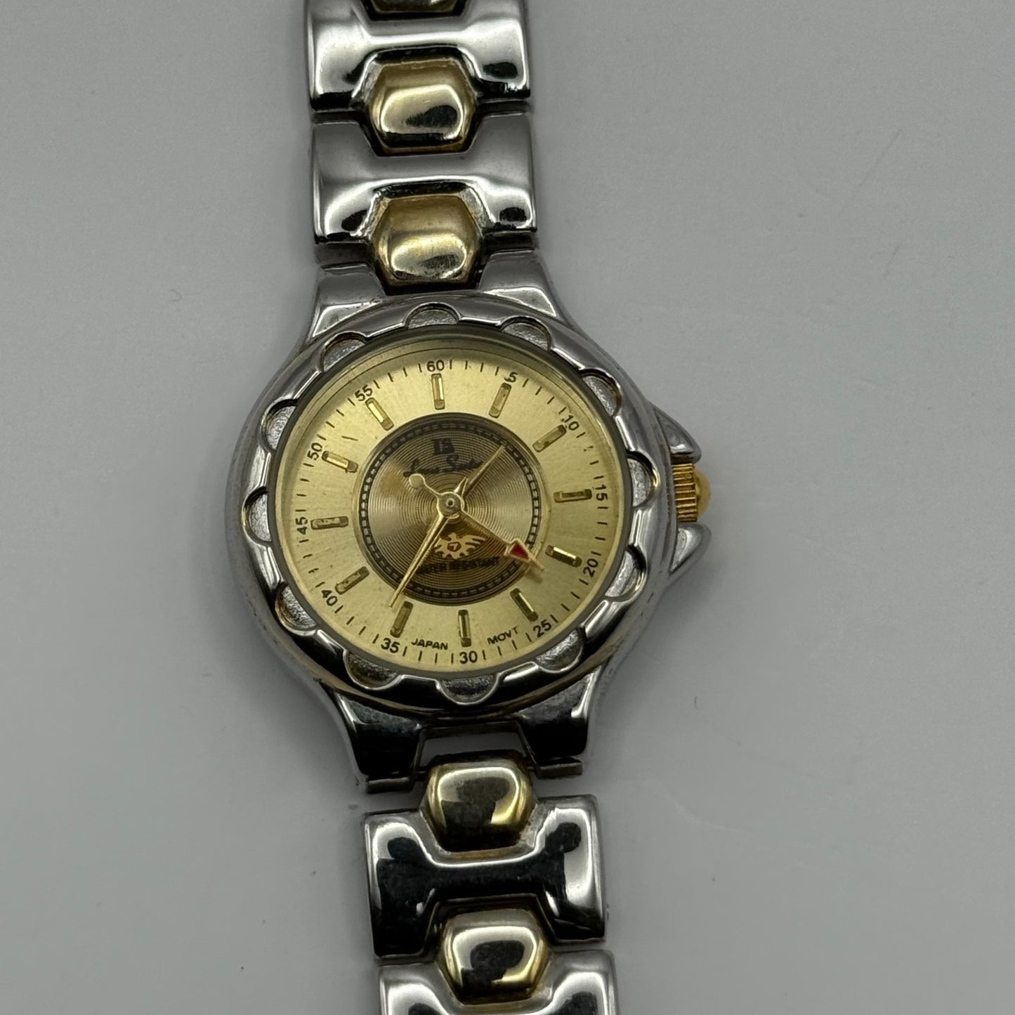 LS Louis Santini Ladies Quartz Watch Two Tone Bracelet Japan Working 24mm