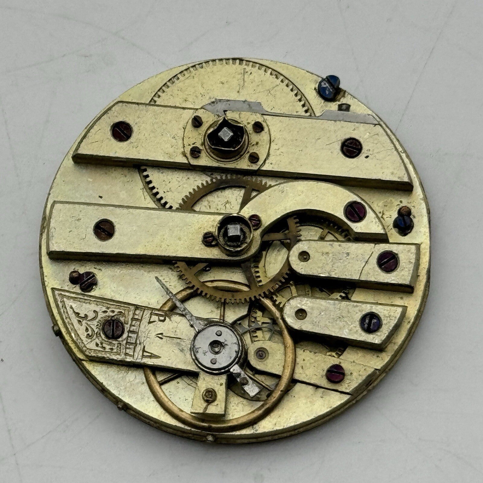 40.8mm Antique Key Wound Beautiful Dial Pocket Watch Movement FOR PARTS