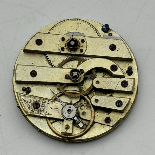 40.8mm Antique Key Wound Beautiful Dial Pocket Watch Movement FOR PARTS