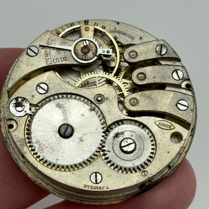 43mm Buren 7 Jewels Sub Seconds Swiss Vintage Hunter Pocket Watch Movement PARTS