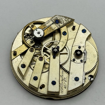 43.2mm Antique Good Balance S Silverstone Cylinder Pocket Watch Movement PARTS
