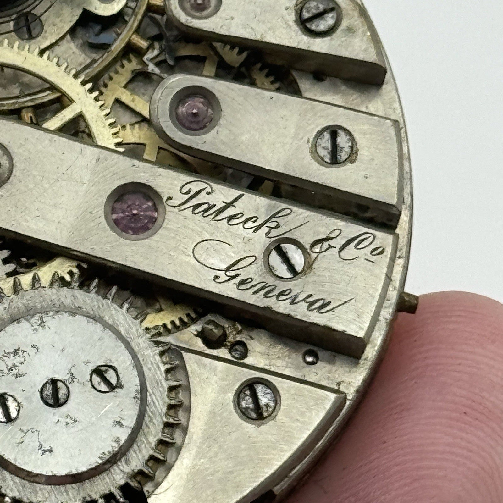 42.8mm Rare Antique Pateck & Co Geneva Swiss Pocket Watch Movement TO RESTORE