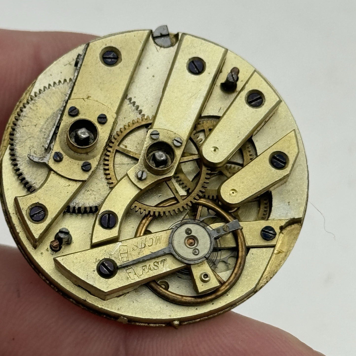 36.1mm Antique Beautiful Porcelain Dial Pocket Watch Movement - Balance Ok PARTS