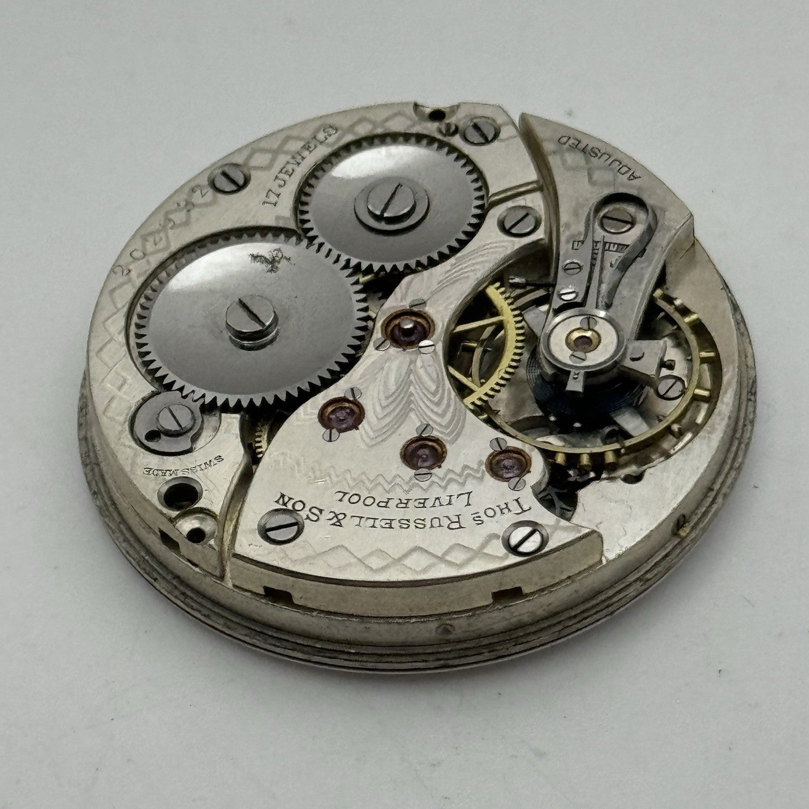 40.9mm High Grade Thomas Russell & Son Open Face Pocket Watch Movement PARTS