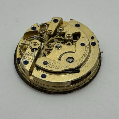 33.8mm Antique Longines Baume Key Wound Swiss Pocket Watch Movement PARTS REPAIR