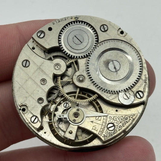 42.9mm Unidentified Swiss Balance Ok Hunter Vintage Pocket Watch Movement PARTS