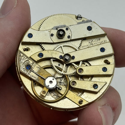 43.2mm Antique Good Balance S Silverstone Cylinder Pocket Watch Movement PARTS