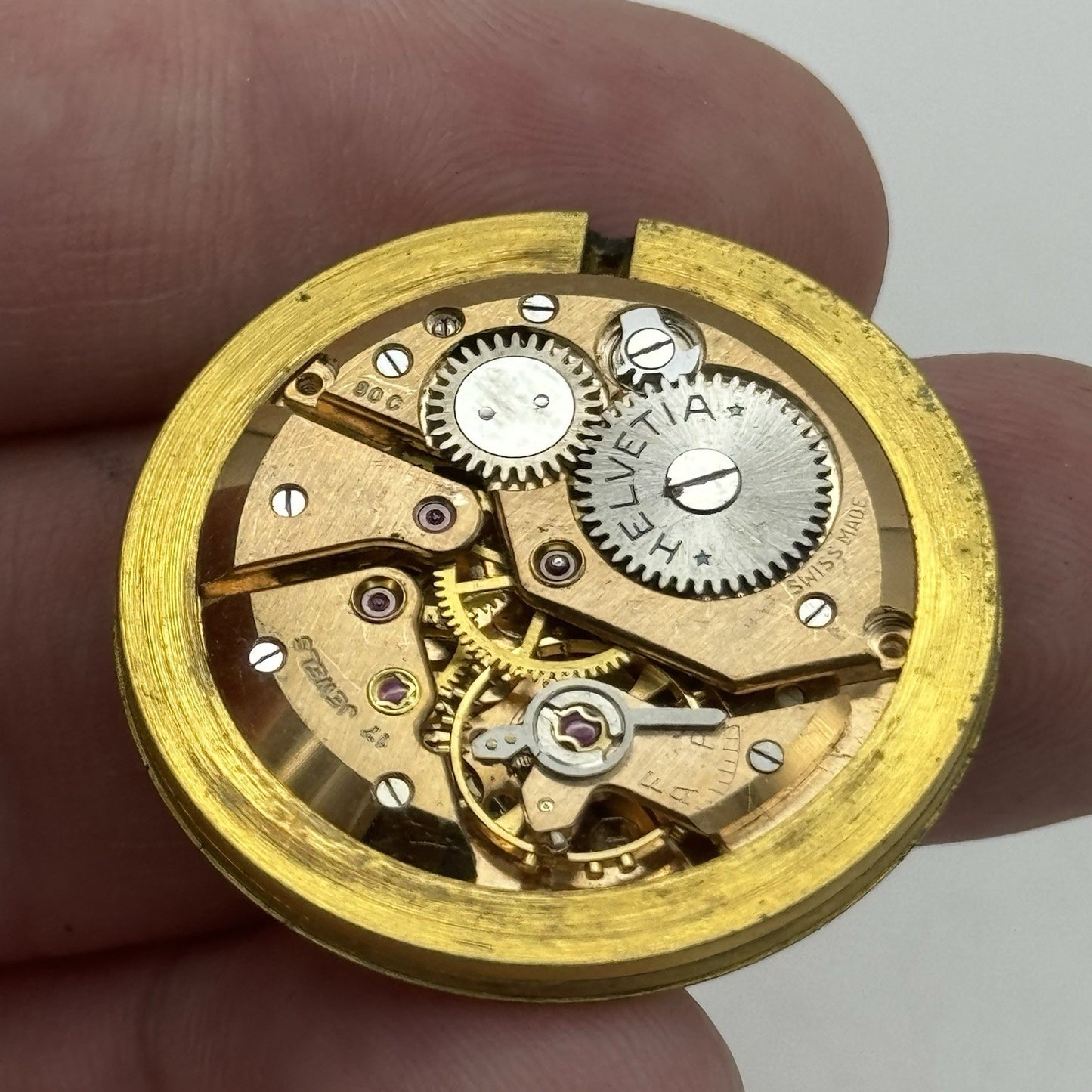 30.9mm Helvetia Cal 80C Manual Wind Watch Movement - Good Balance PARTS REPAIR