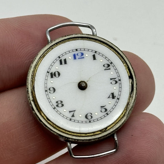 26mm Vintage Unidentified Partial Trench Watch Swiss Made PARTS REPAIR SPARES