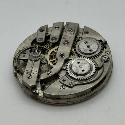 42.8mm Rare Antique Pateck & Co Geneva Swiss Pocket Watch Movement TO RESTORE