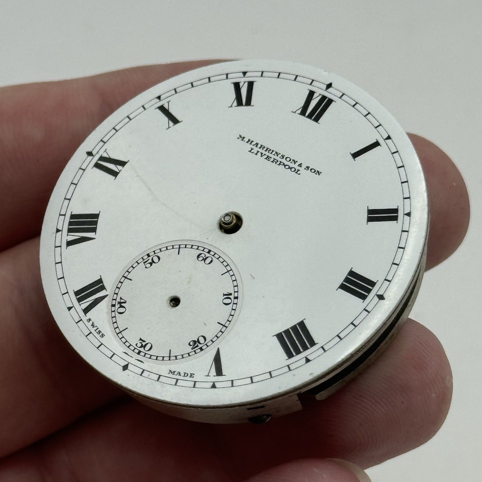 43.1mm M Harrison & Son Liverpool Open Face Pocket Watch Movement PARTS REPAIR