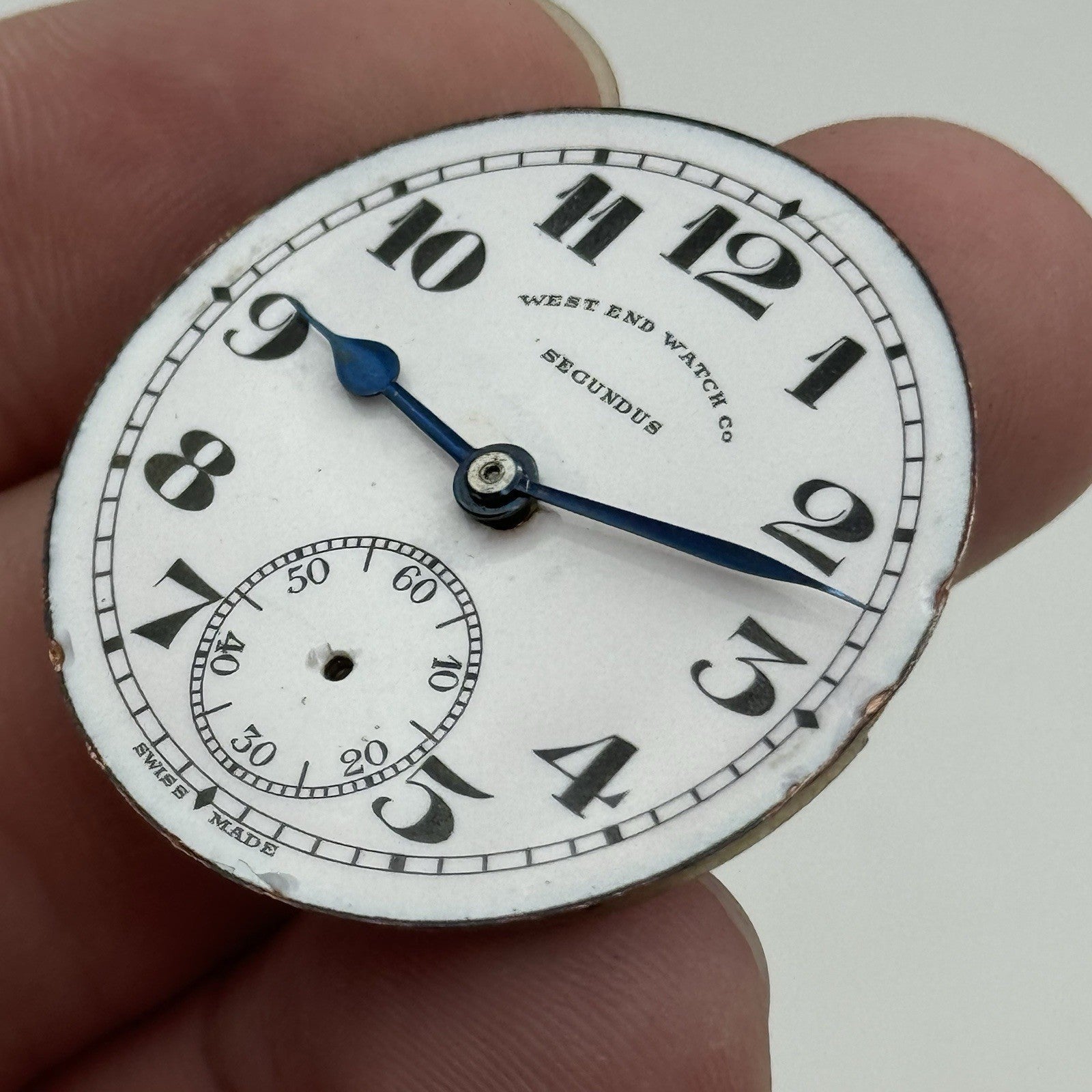 34mm West End Watch Secundus Vintage Trench Watch Dial Hands Main Plate PARTS