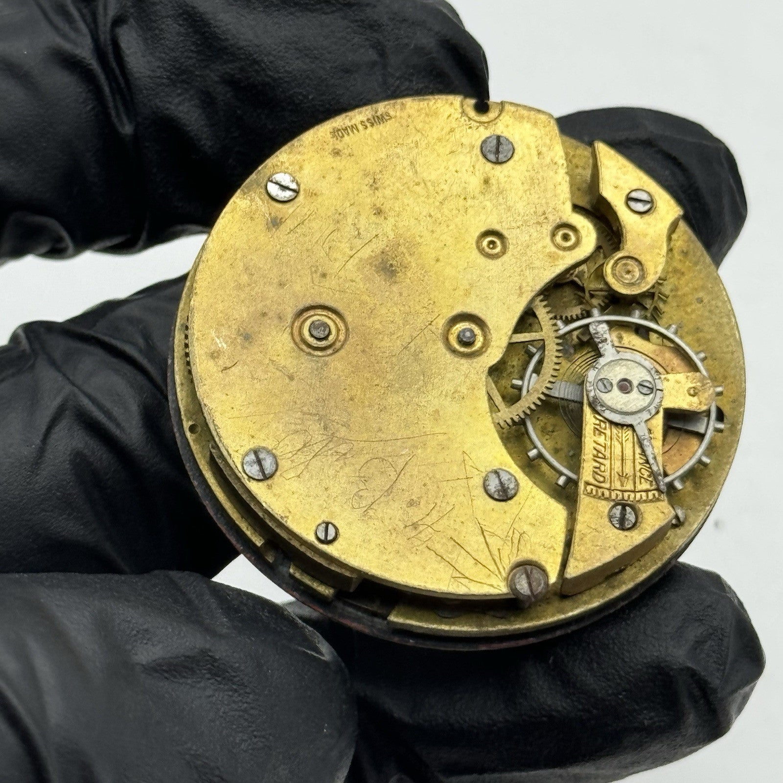 40.8mm Vintage Swiss Hunter Roman Numerals Pocket Watch Movement - PARTS REPAIR