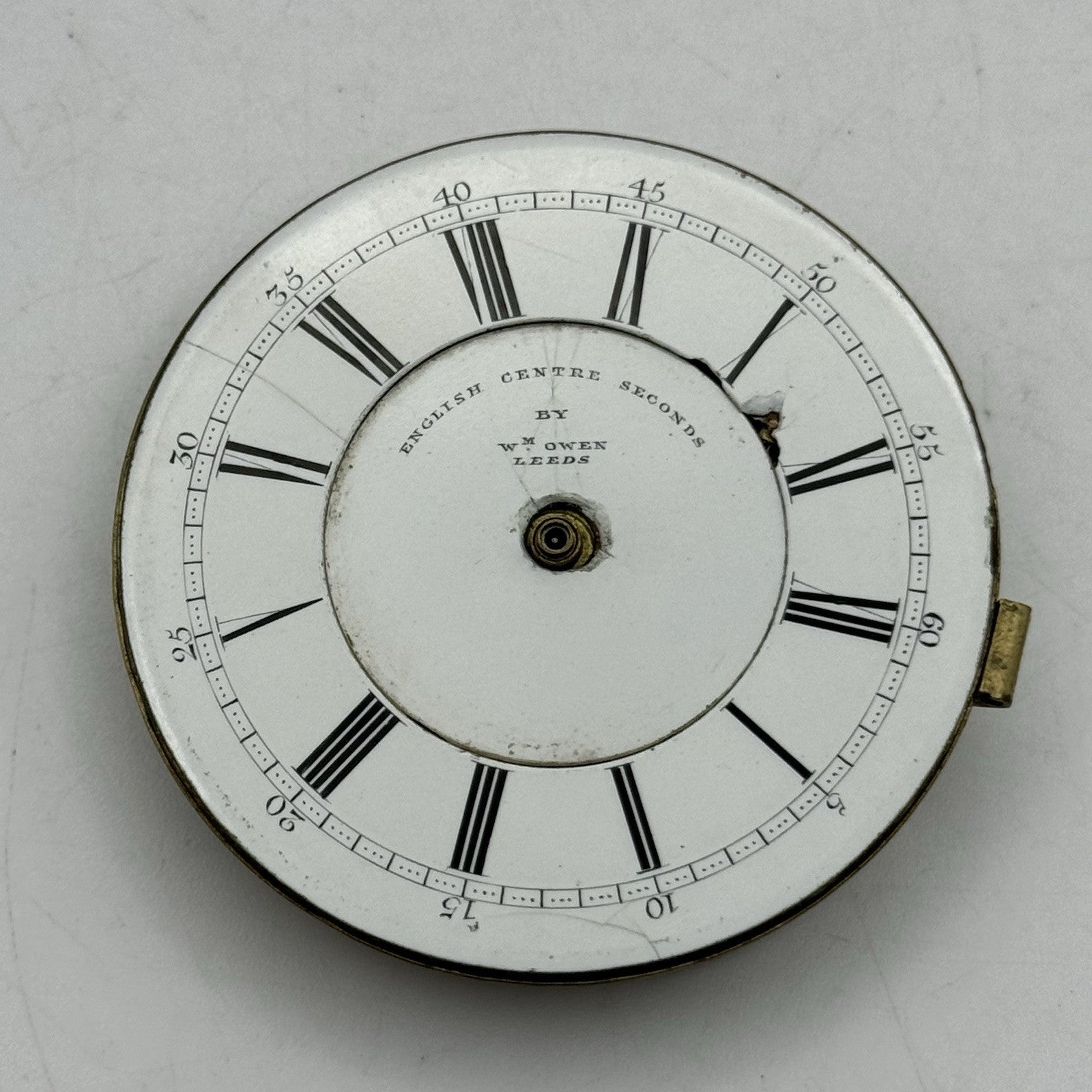 49mm William Owen Leeds Centre Seconds Chronograph Pocket Watch Movement - PARTS