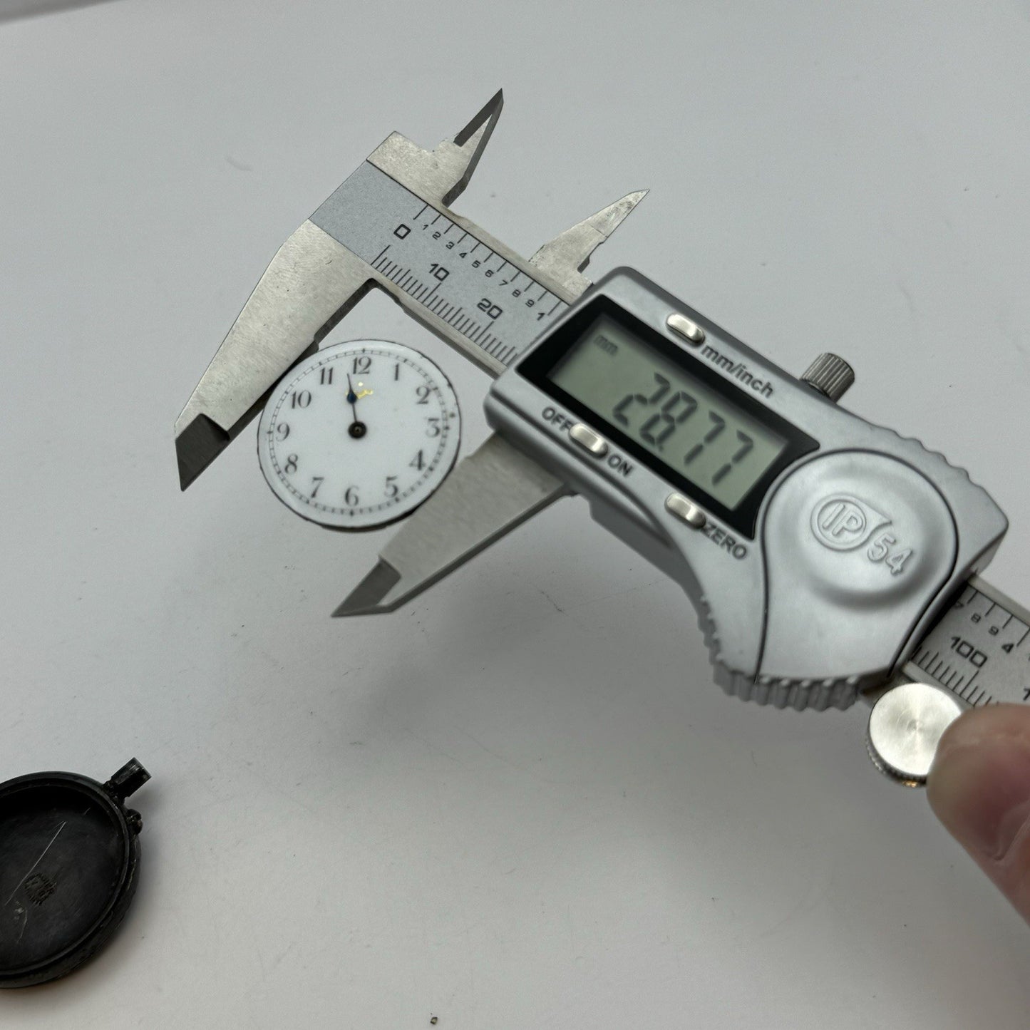 33mm Antique Beautiful Porcelain Dial Gun Metal Grey Fob Pocket Watch PARTS