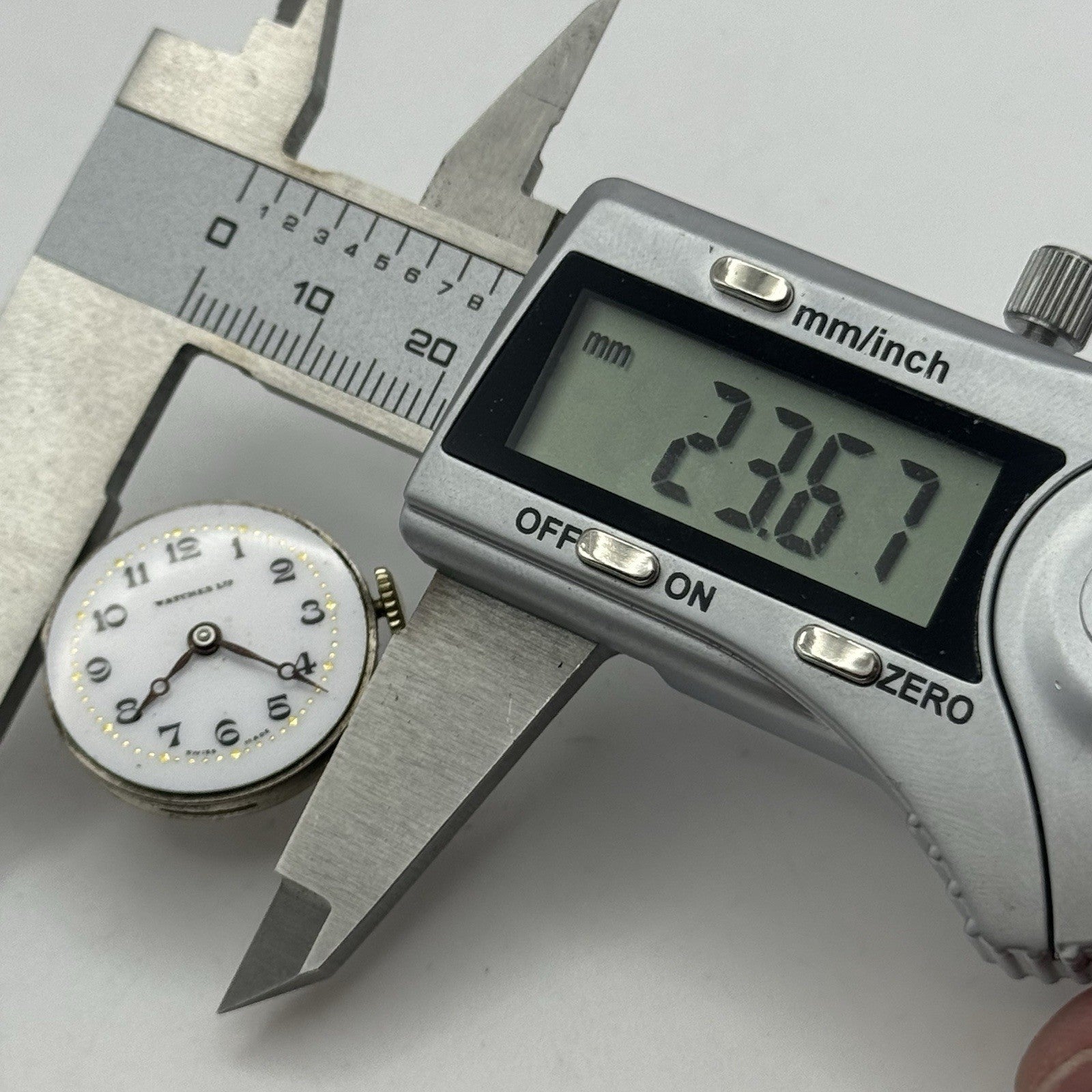 23.6mm Watches LTD Porcelain Dial Hands Watch Movement - Good Balance FOR PARTS