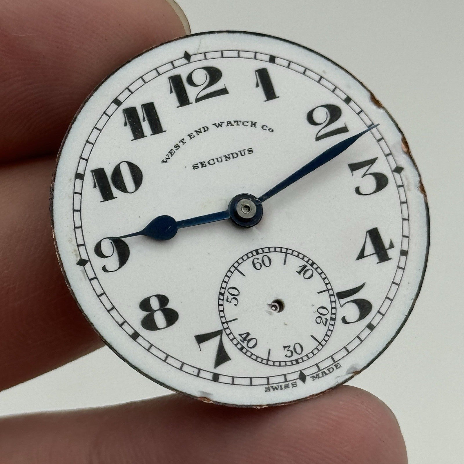 34mm West End Watch Secundus Vintage Trench Watch Dial Hands Main Plate PARTS