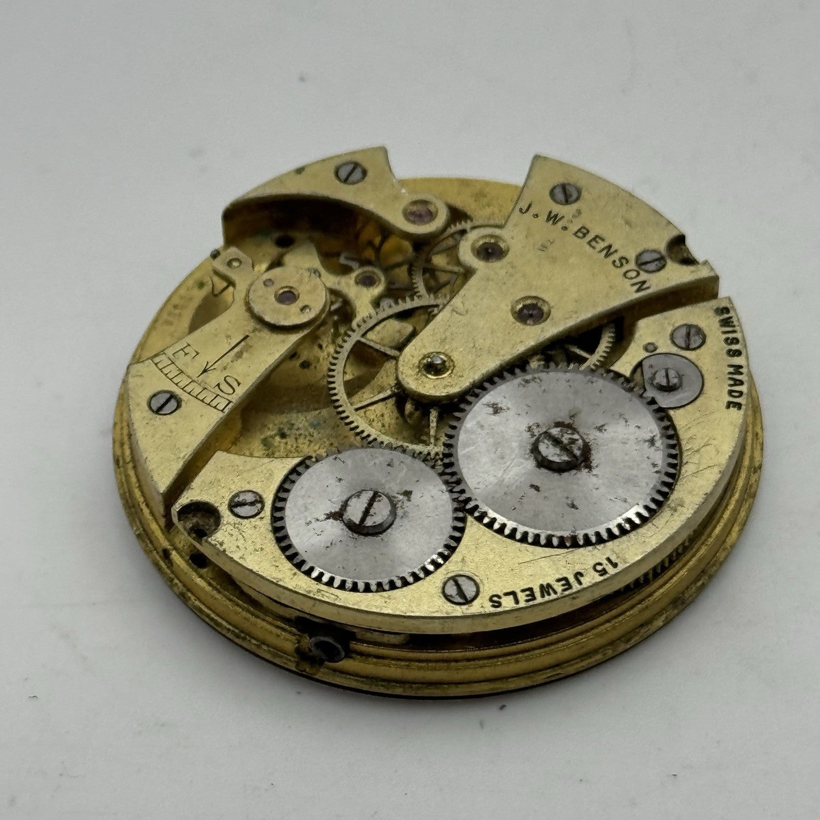 43.1mm J W Benson Ref 939a Manual Wind Swiss Pocket Watch Movement PARTS REPAIR