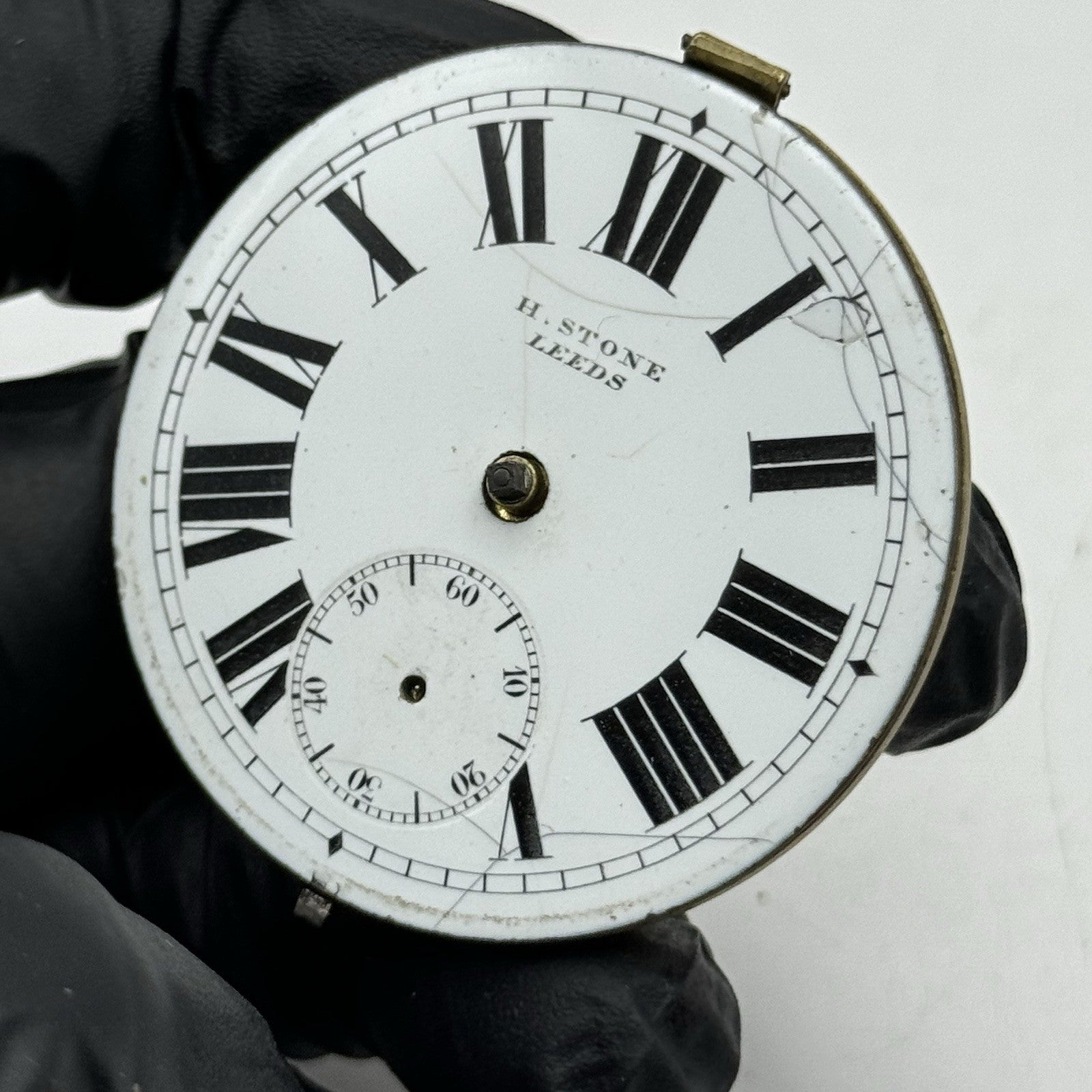 47.2mm Antique H Stone Leeds Key Wound Partial Pocket Watch Movement - PARTS