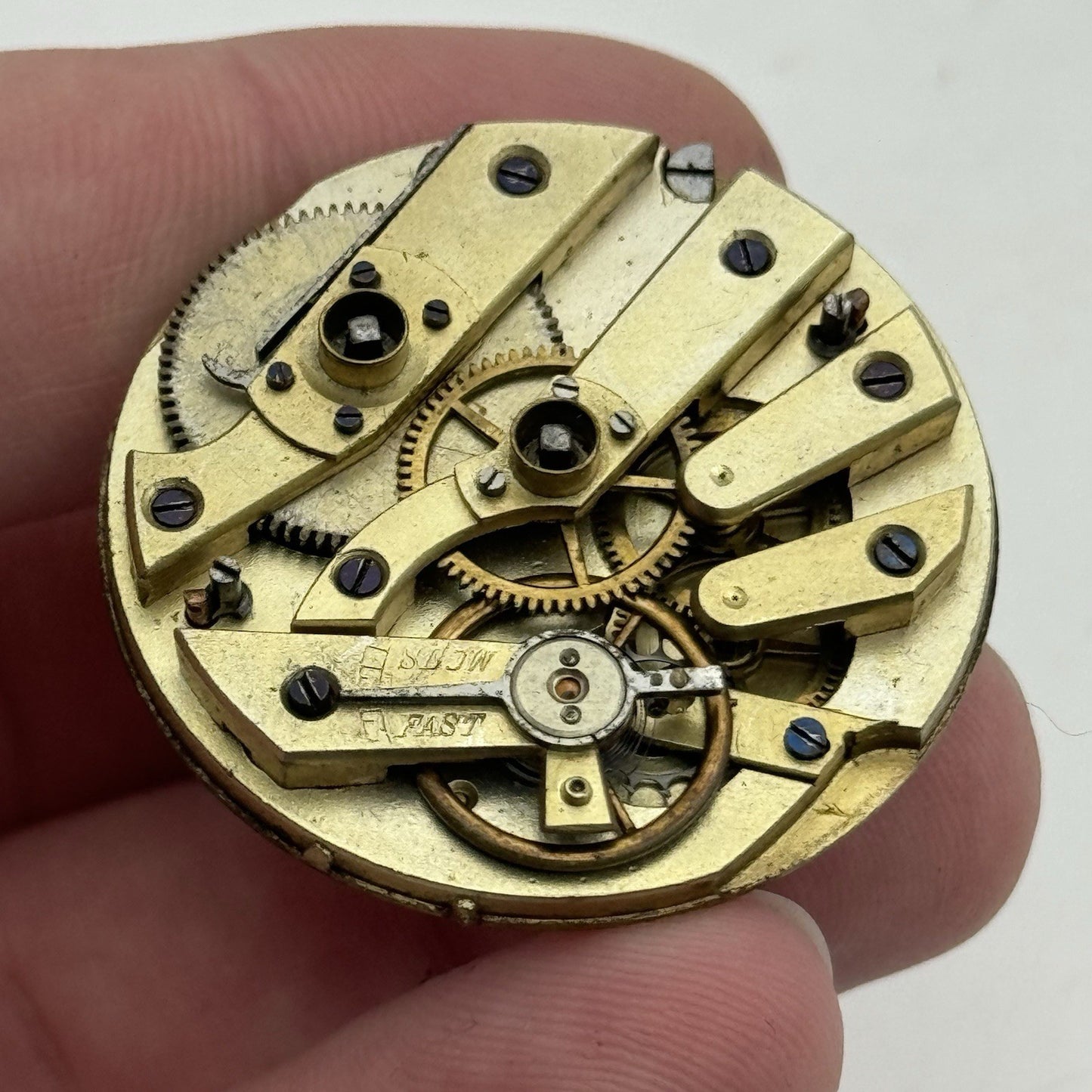 36.1mm Antique Beautiful Porcelain Dial Pocket Watch Movement - Balance Ok PARTS