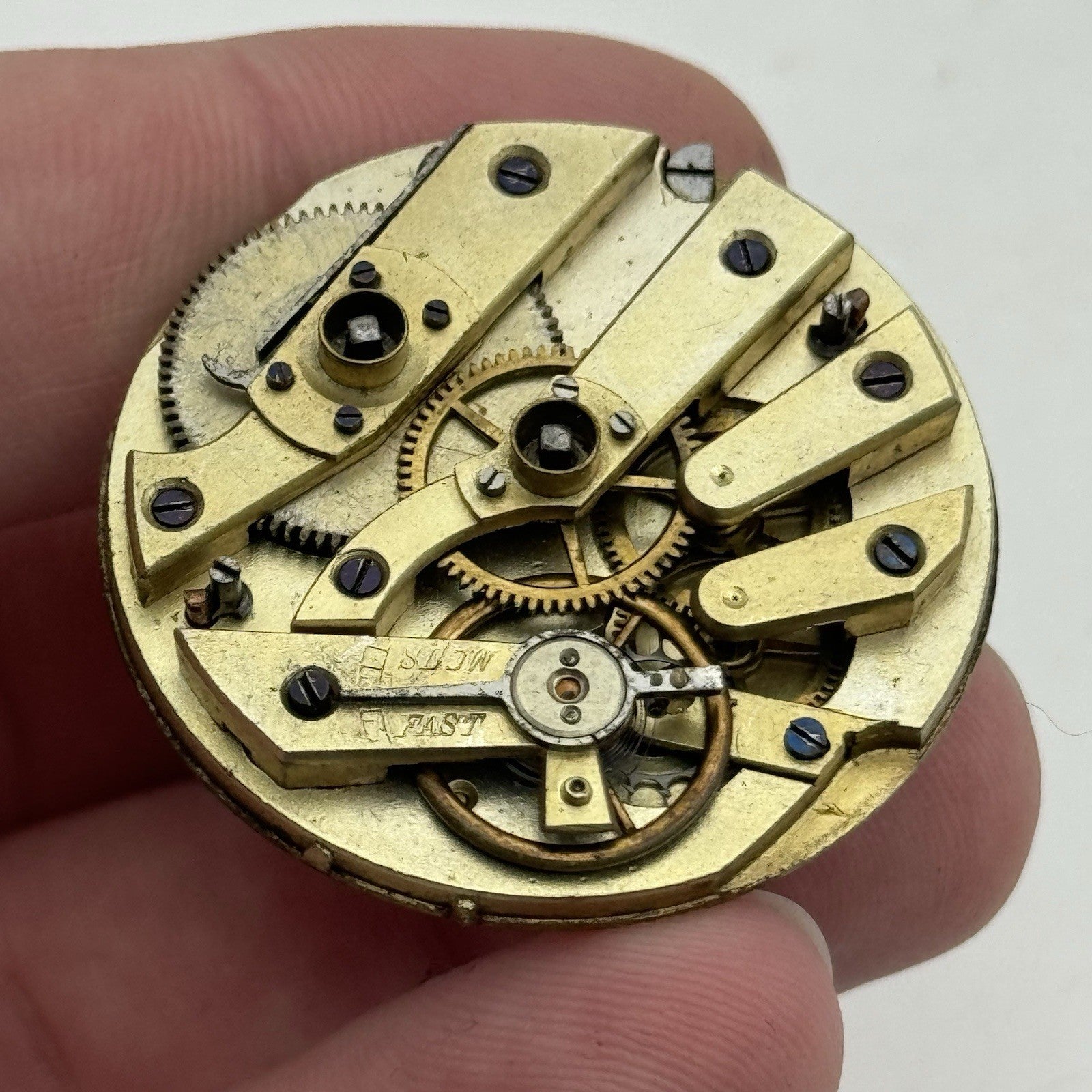 36.1mm Antique Beautiful Porcelain Dial Pocket Watch Movement - Balance Ok PARTS