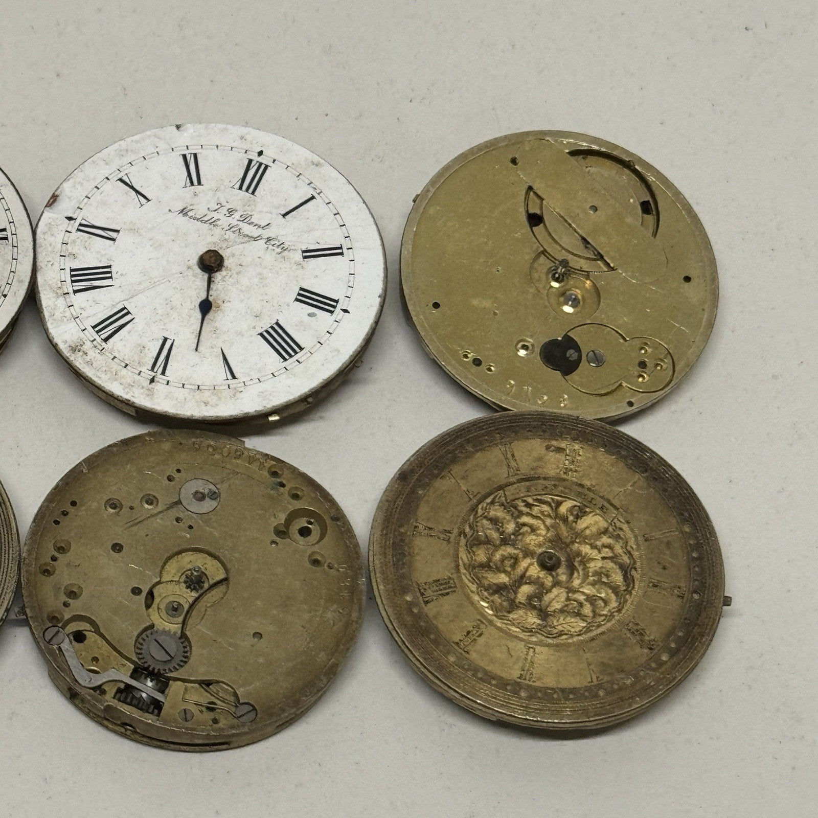 6 x Mixed Antique Pocket Watch Movements Bundle Job Lot Spares Repairs Parts