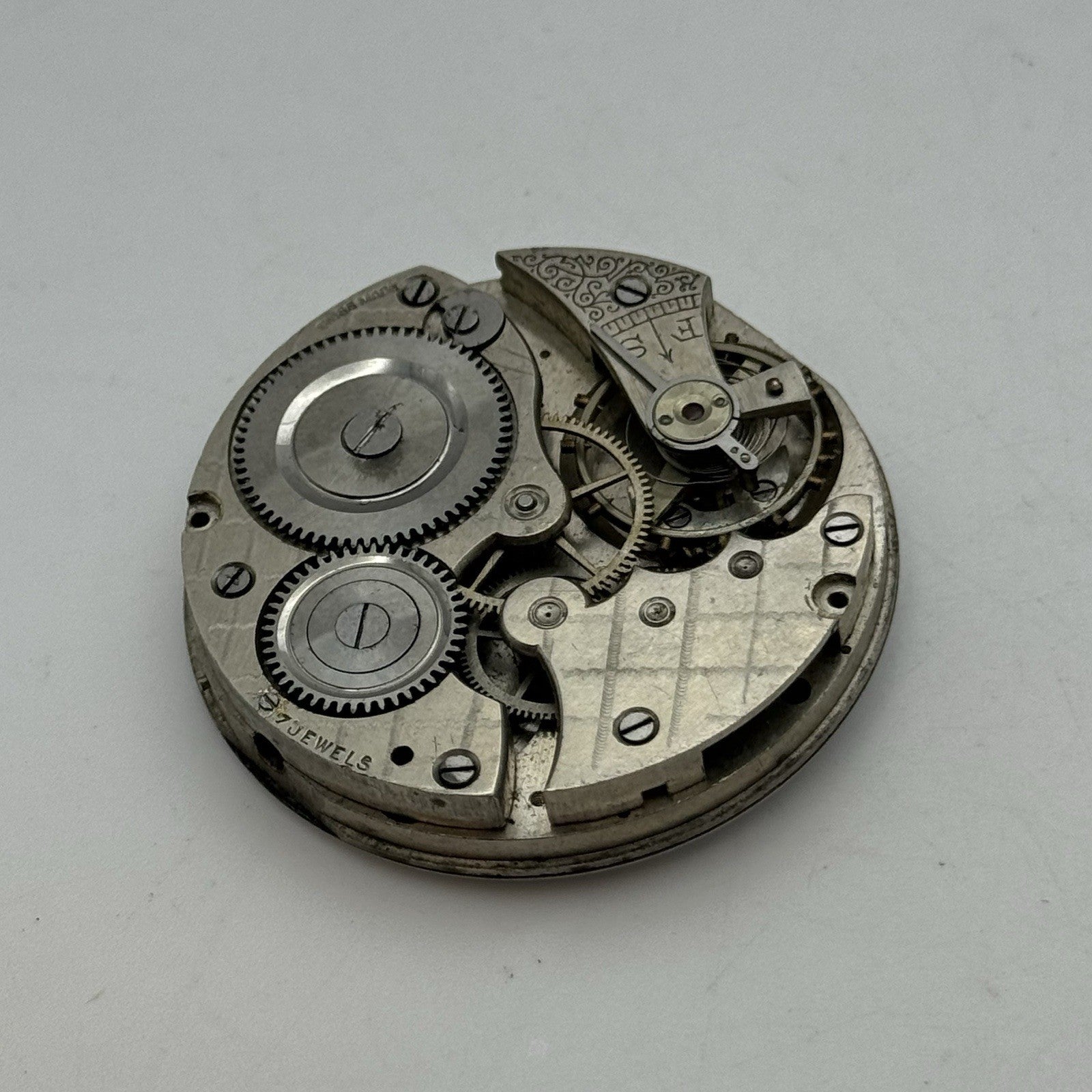 42.9mm Unidentified Swiss Balance Ok Hunter Vintage Pocket Watch Movement PARTS