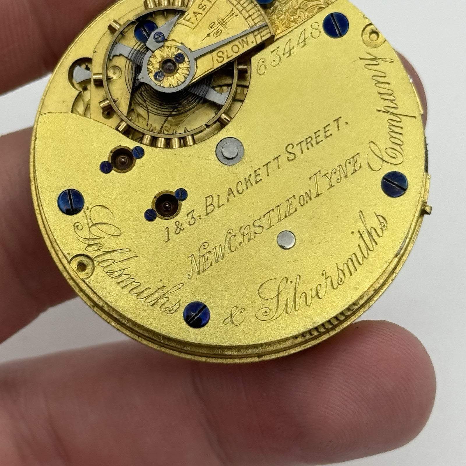 Antique Pocket Watch Movement Quality Newcastle Goldsmiths & Silversmiths Parts