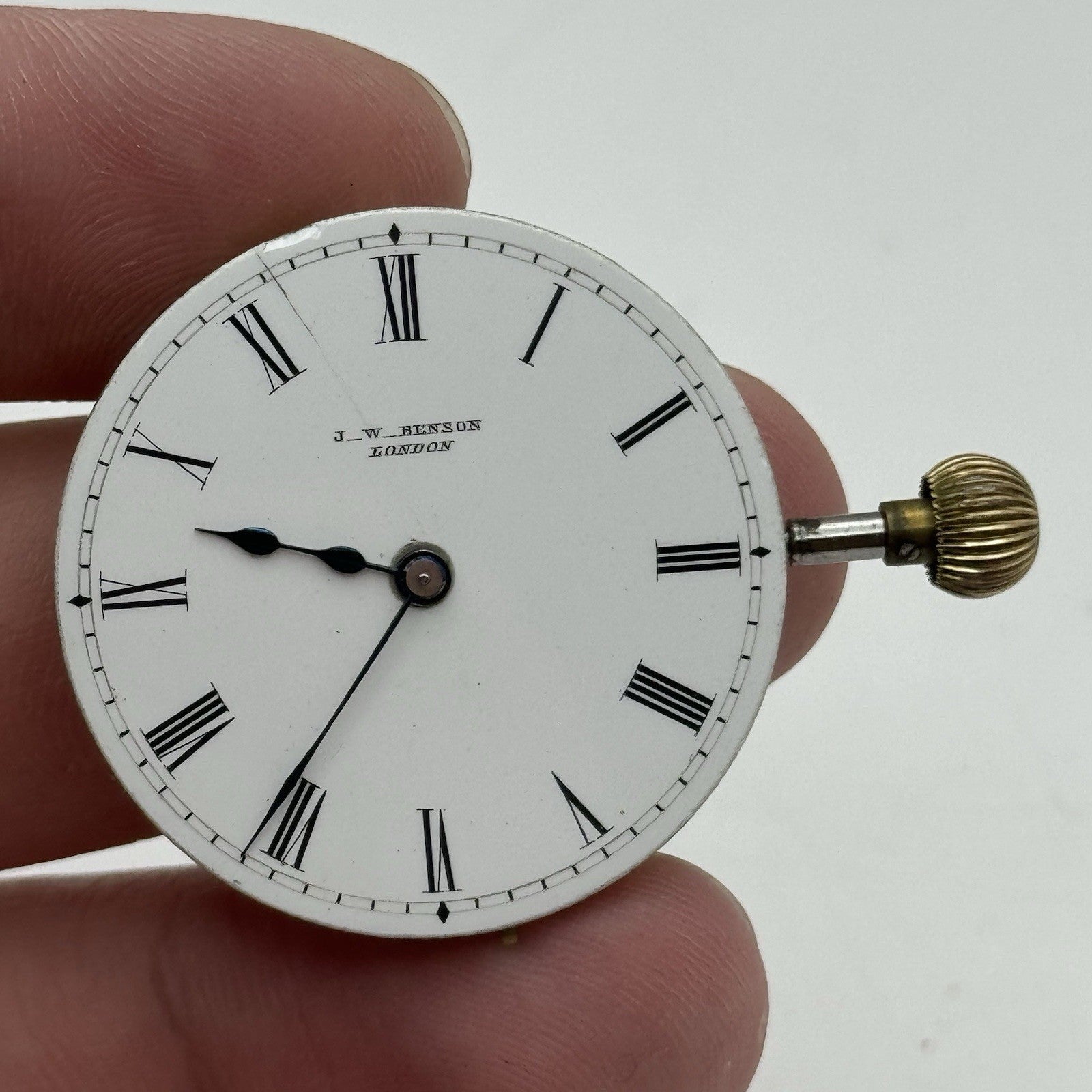 32mm Antique High Grade J W Benson Cylinder Fob Pocket Watch Movement TO RESTORE