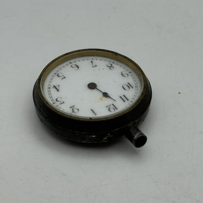 33mm Antique Beautiful Porcelain Dial Gun Metal Grey Fob Pocket Watch PARTS