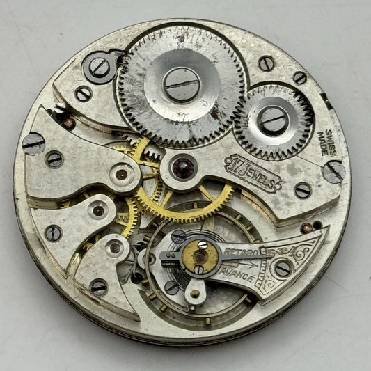 41.5mm High Grade Unidentified 17 Jewels Swiss Pocket Watch Movement - PARTS