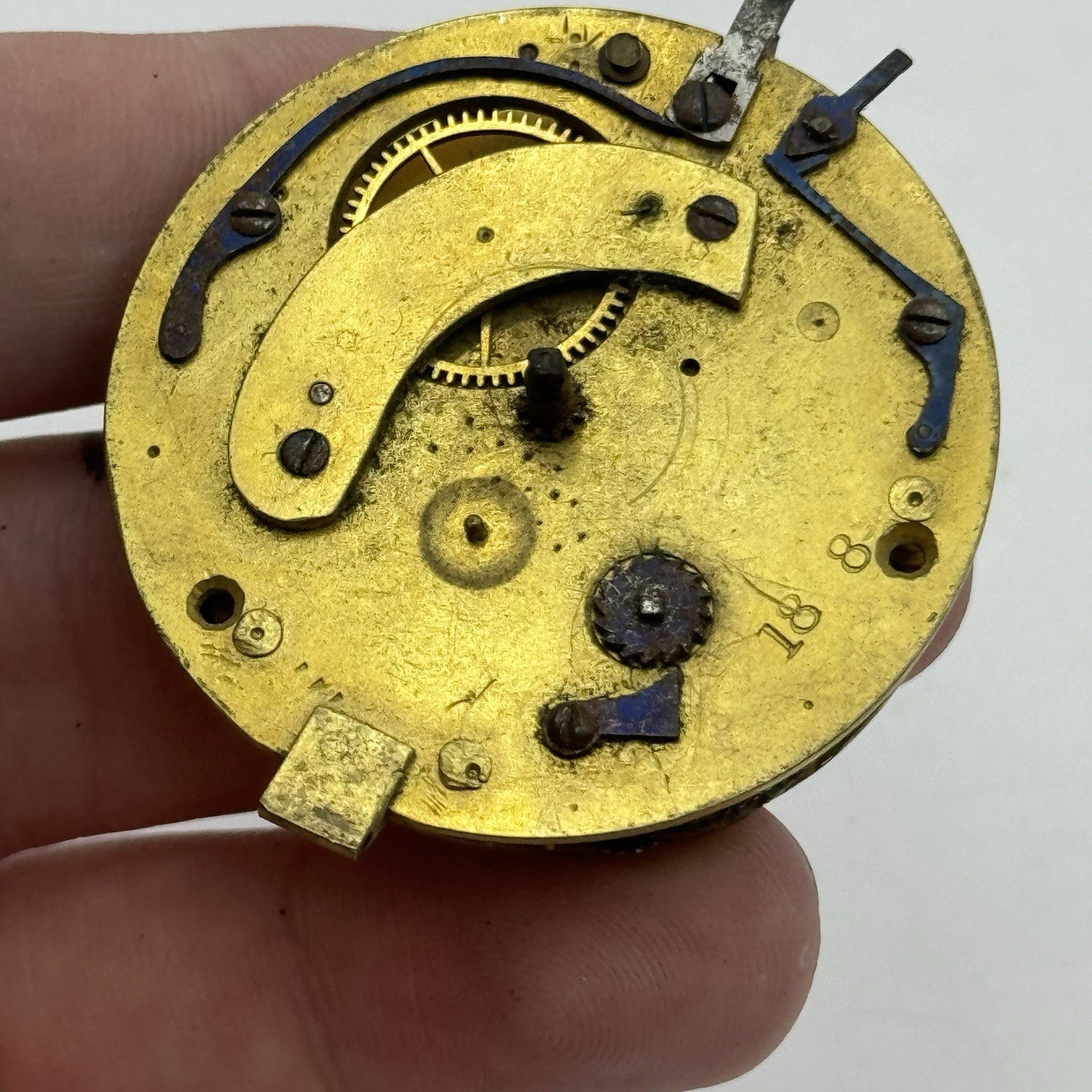 43.5mm Antique Fusee Pocket Watch Movement - Chain Present PARTS REPAIR SPARES