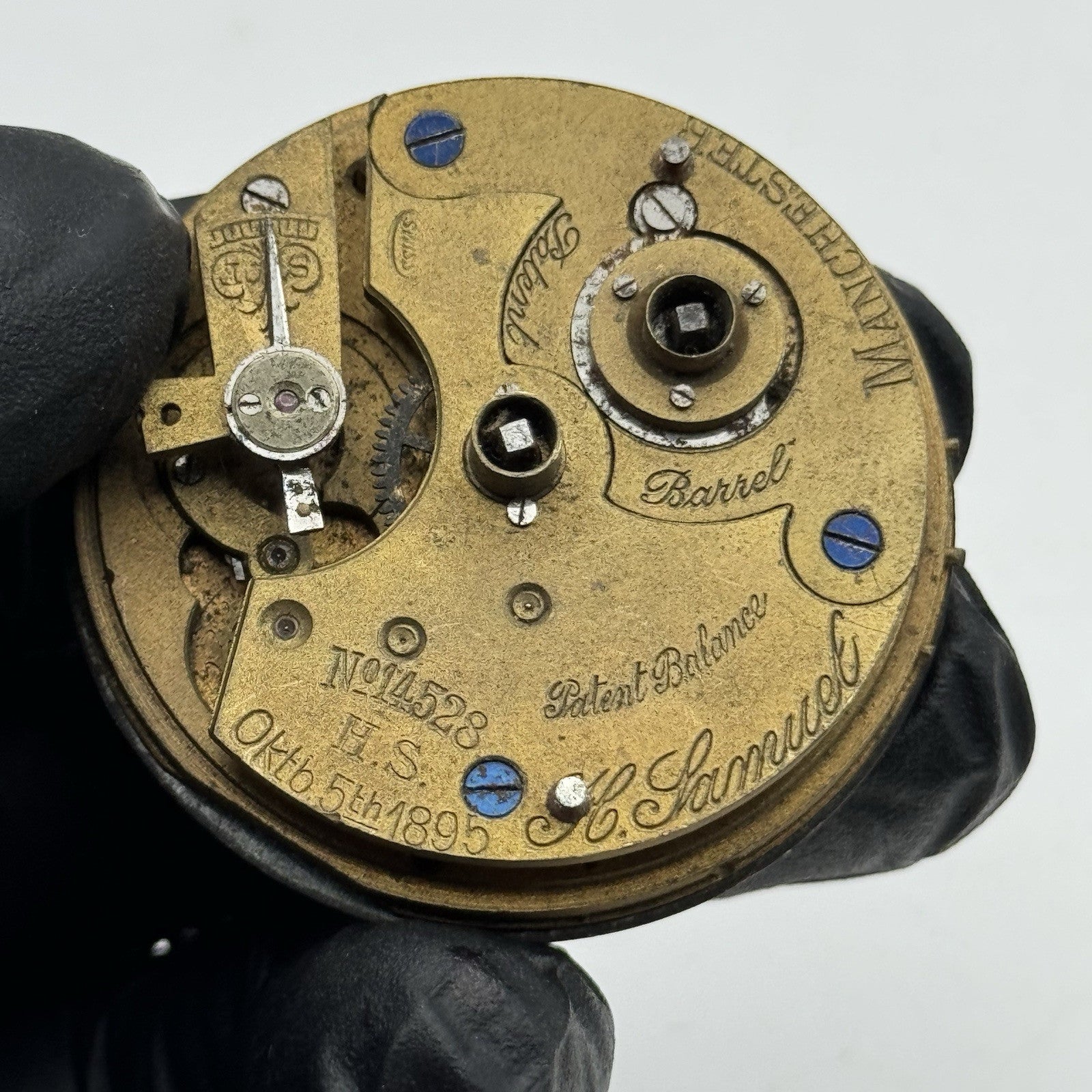 43.5mm Antique H Samuel Acme Lever Key Wound Pocket Watch Movement - PARTS