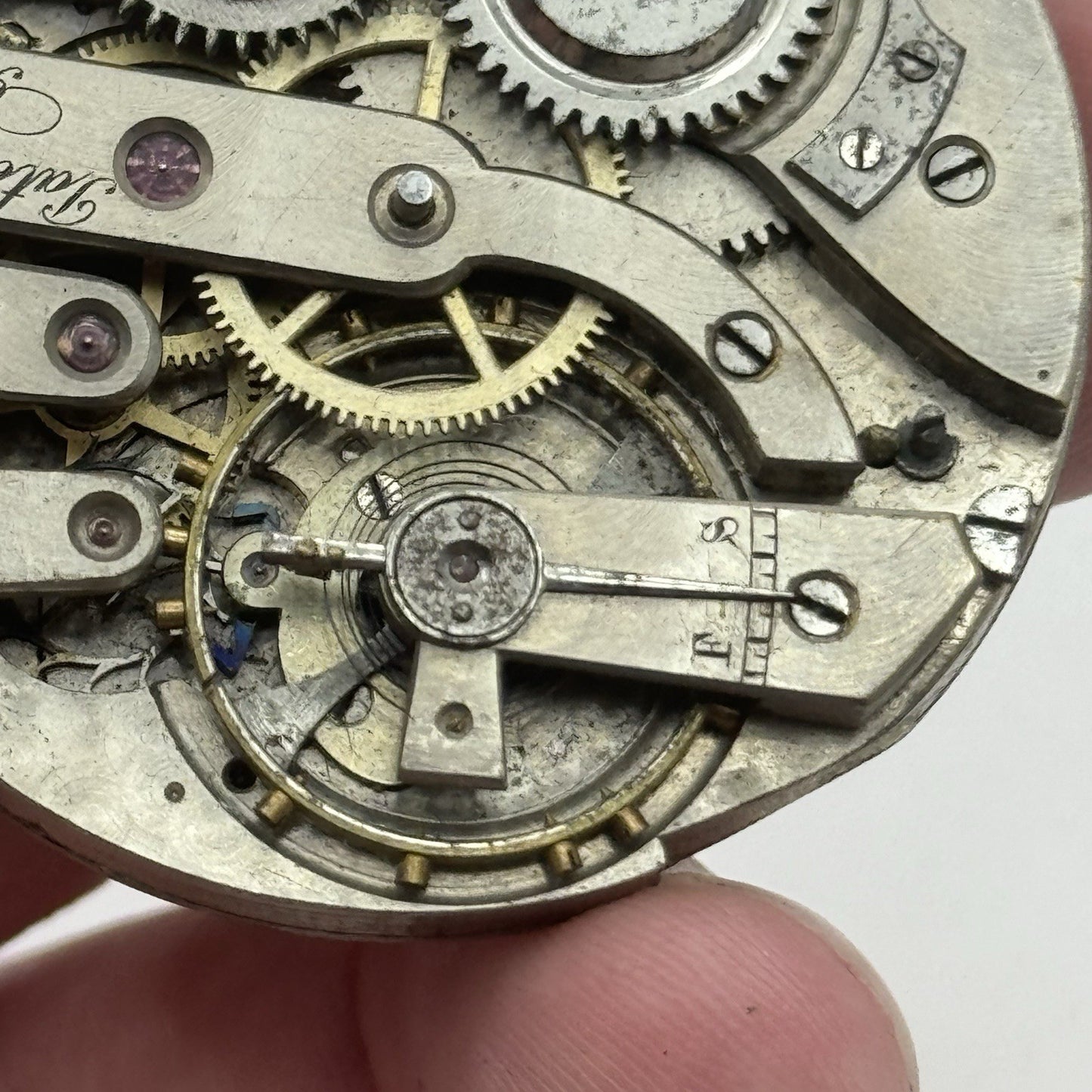 42.8mm Rare Antique Pateck & Co Geneva Swiss Pocket Watch Movement TO RESTORE