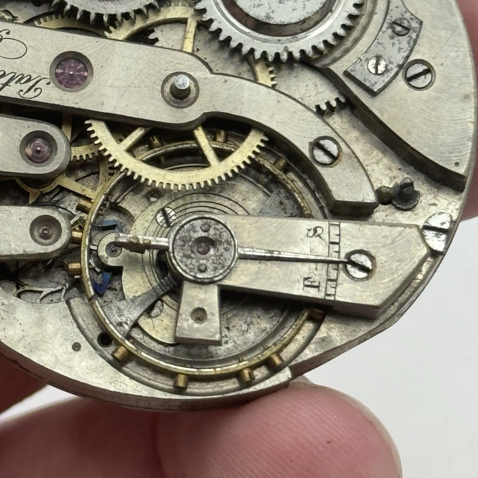 42.8mm Rare Antique Pateck & Co Geneva Swiss Pocket Watch Movement TO RESTORE
