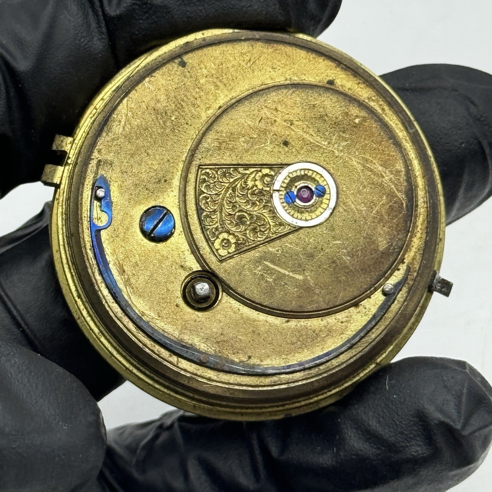 44.7mm Antique Greenock Fusee Pocket Watch Movement - Balance Intact PARTS