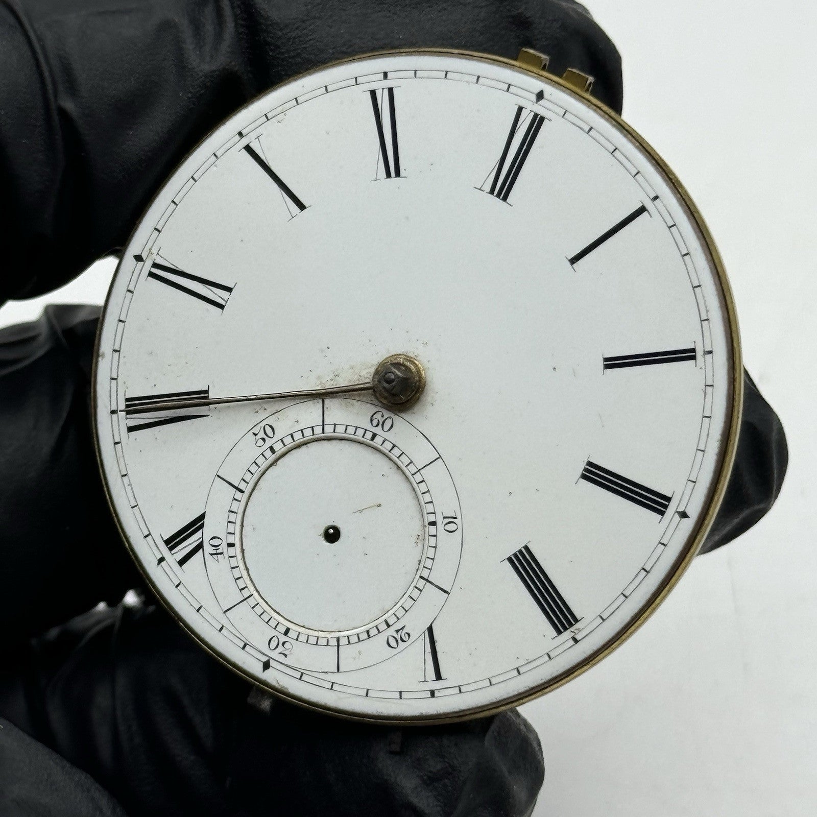 45.7mm Antique Key Wound Fusee Pocket Watch Movement Chain Present PARTS REPAIR