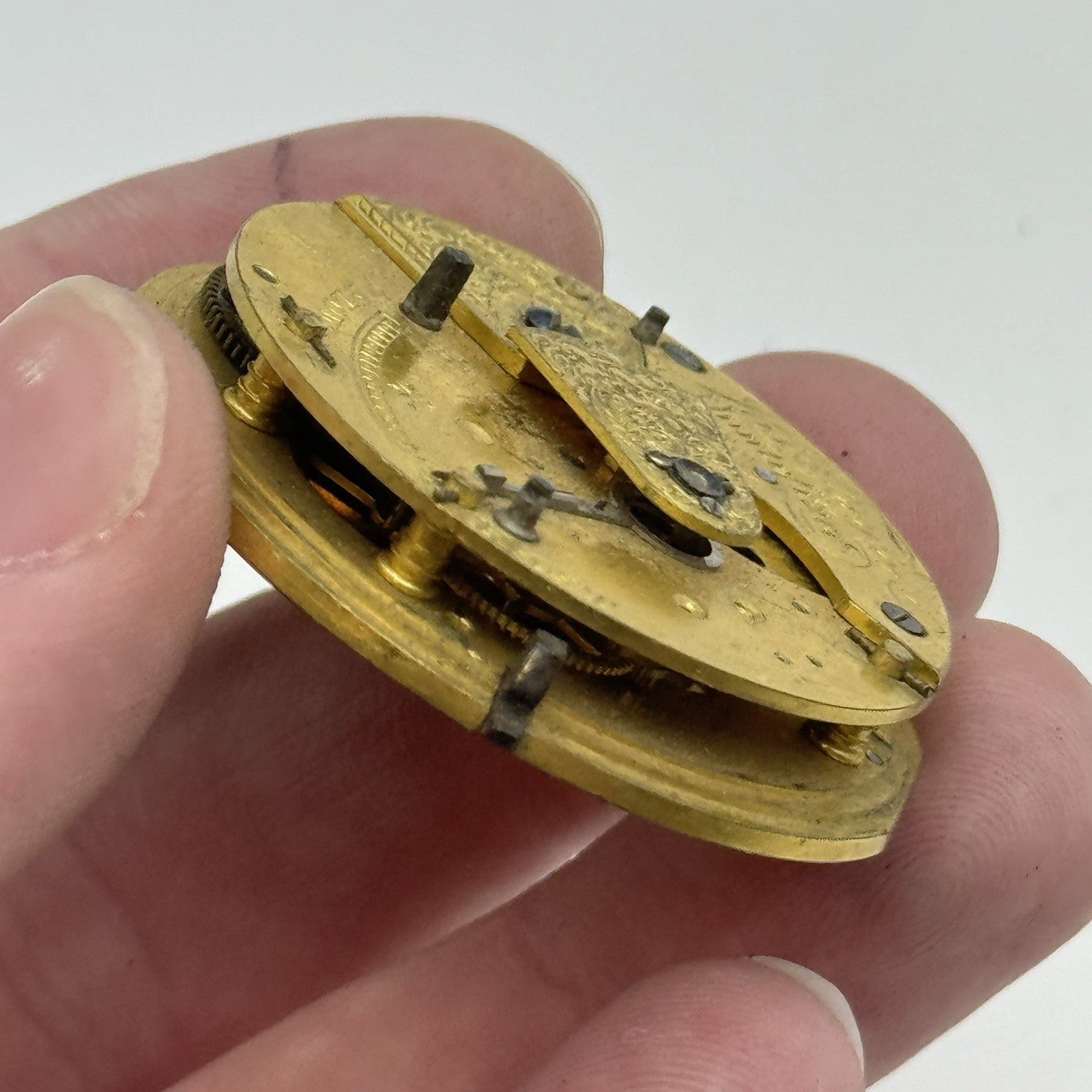 40.9mm Antique Joseph Taylor Pontefract Fusee Pocket Watch Movement - PARTS