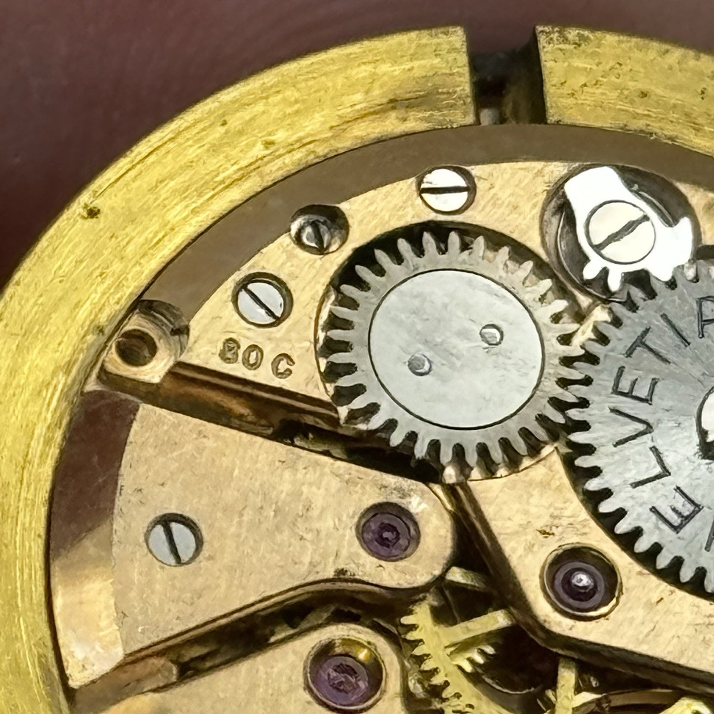 30.9mm Helvetia Cal 80C Manual Wind Watch Movement - Good Balance PARTS REPAIR