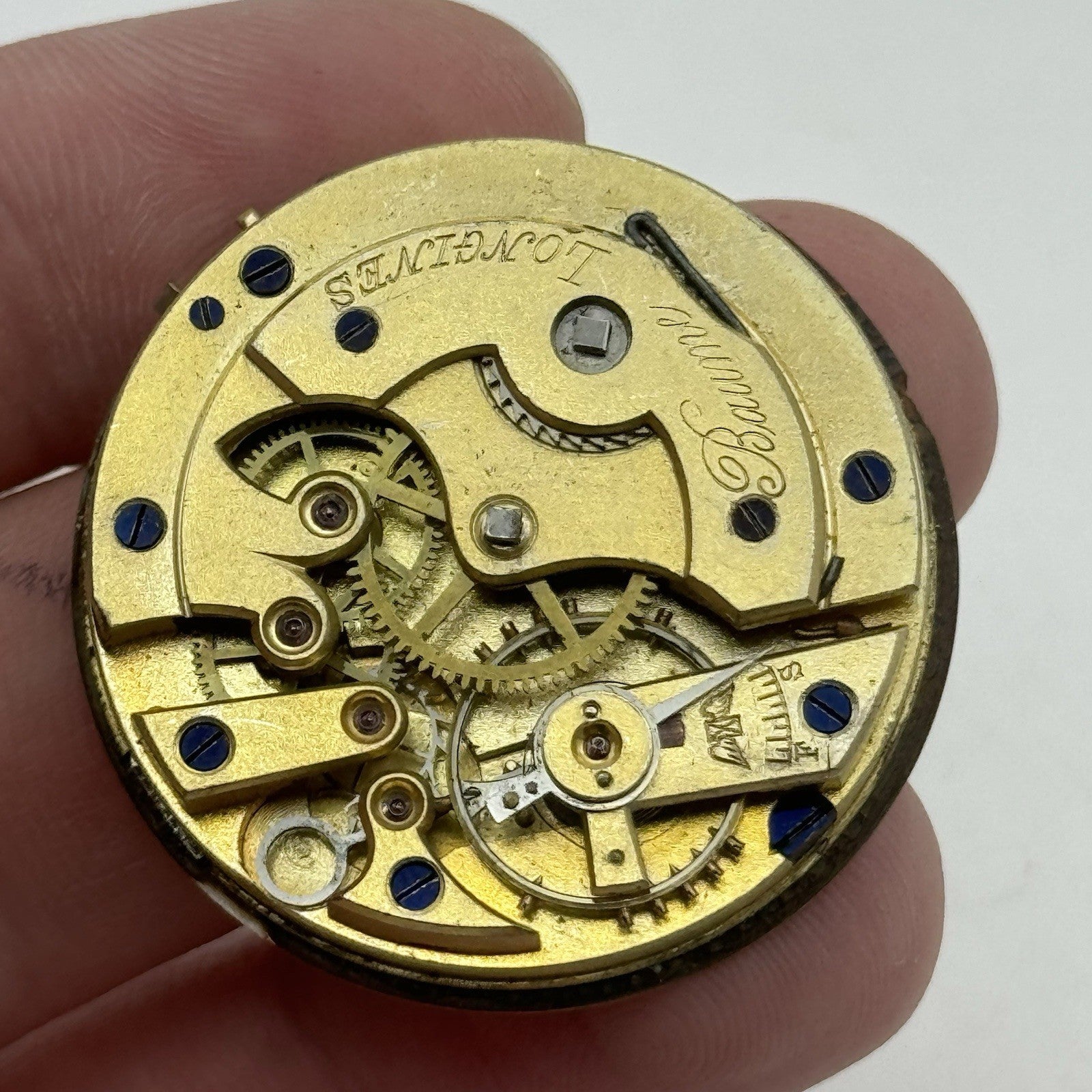 33.8mm Antique Longines Baume Key Wound Swiss Pocket Watch Movement PARTS REPAIR