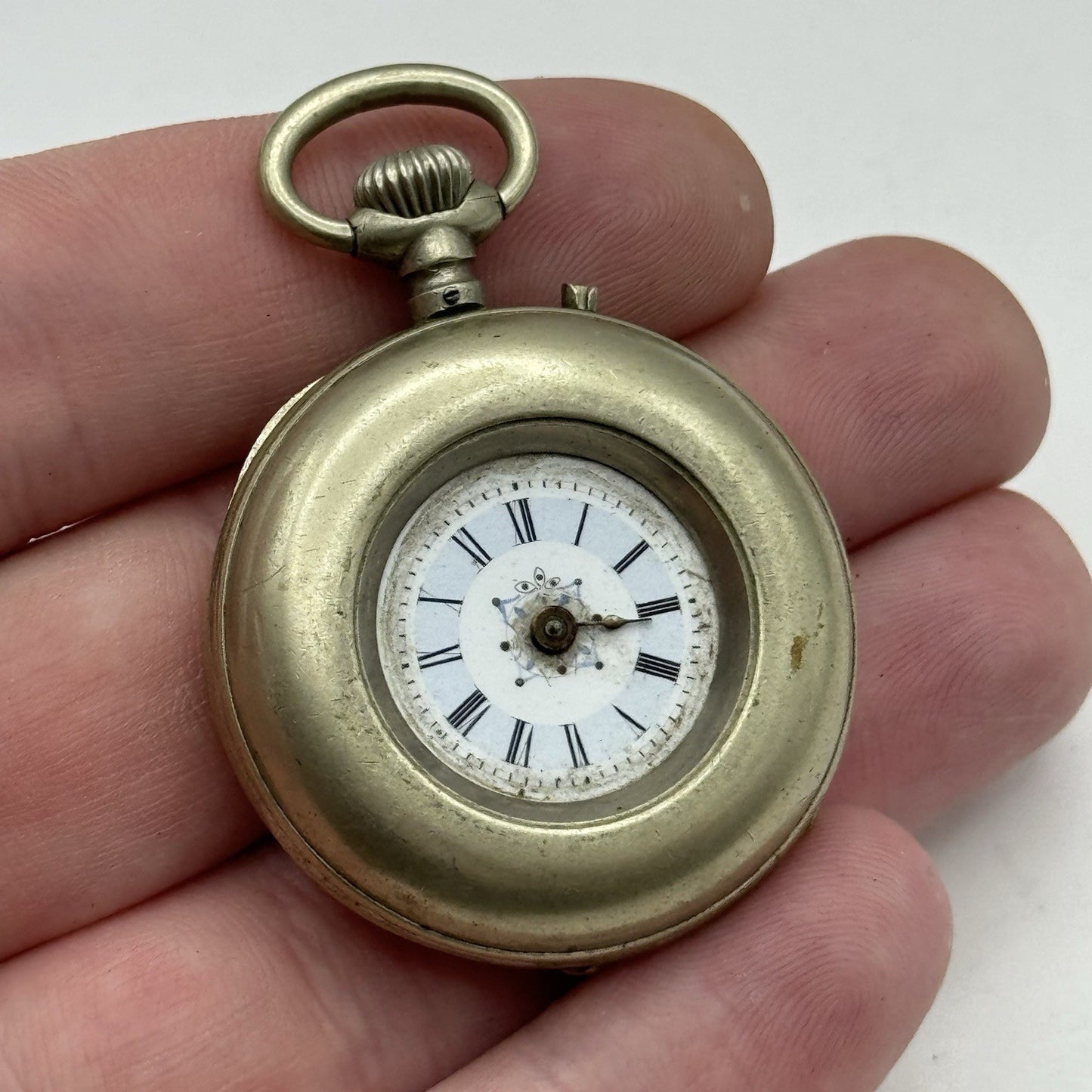 35mm Beautiful Pin Set Clear Case Back Porcelain Dial Fob Pocket Watch - PARTS