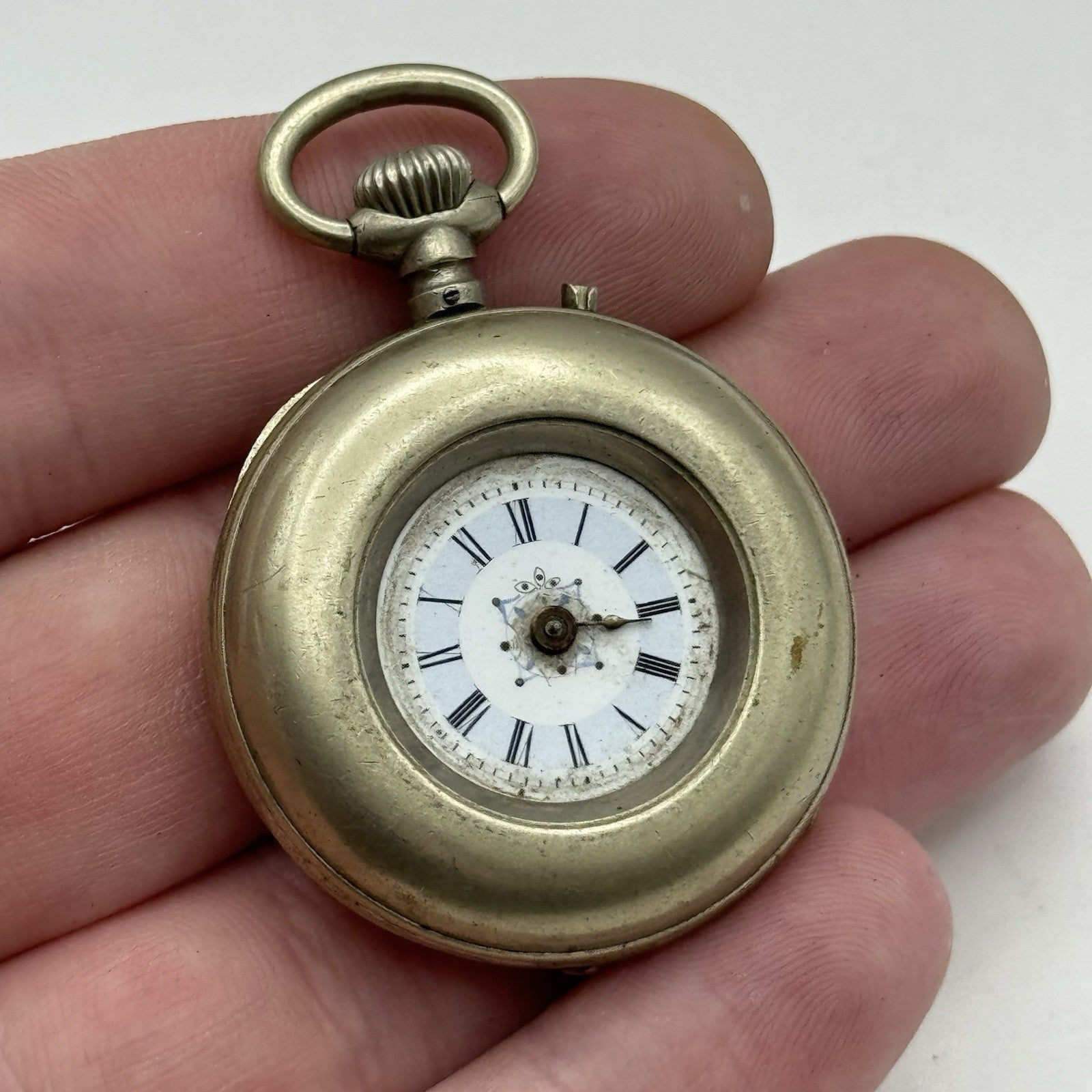 35mm Beautiful Pin Set Clear Case Back Porcelain Dial Fob Pocket Watch - PARTS