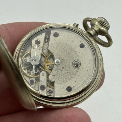 35mm Beautiful Pin Set Clear Case Back Porcelain Dial Fob Pocket Watch - PARTS